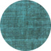 Round Oriental Light Blue Industrial Rug, urb2906lblu