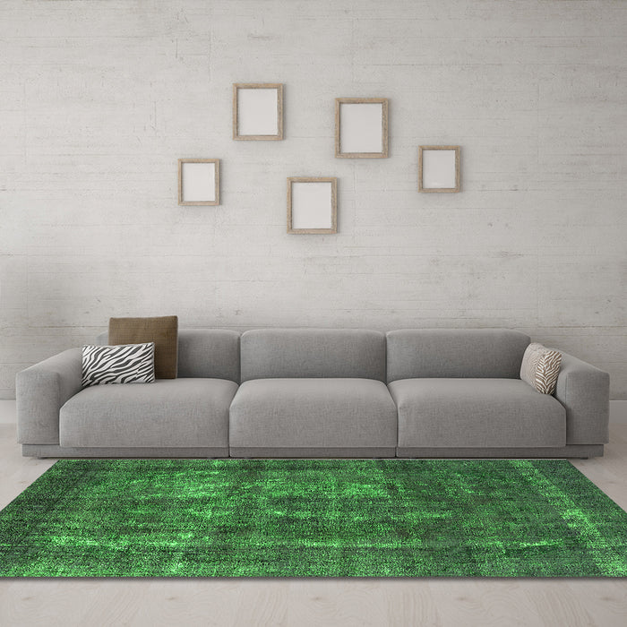 Machine Washable Persian Green Bohemian Area Rugs in a Living Room,, wshurb2907grn