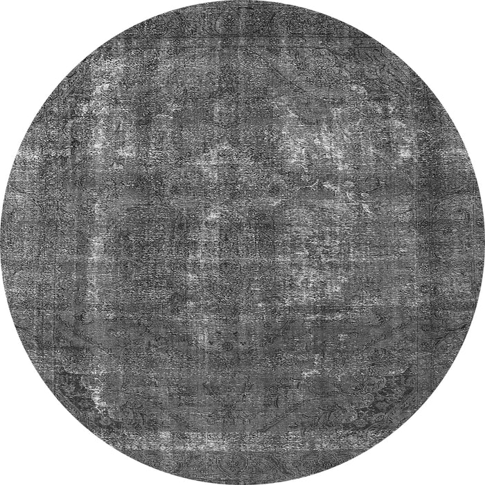 Round Machine Washable Persian Gray Bohemian Rug, wshurb2907gry