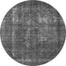 Round Machine Washable Persian Gray Bohemian Rug, wshurb2907gry