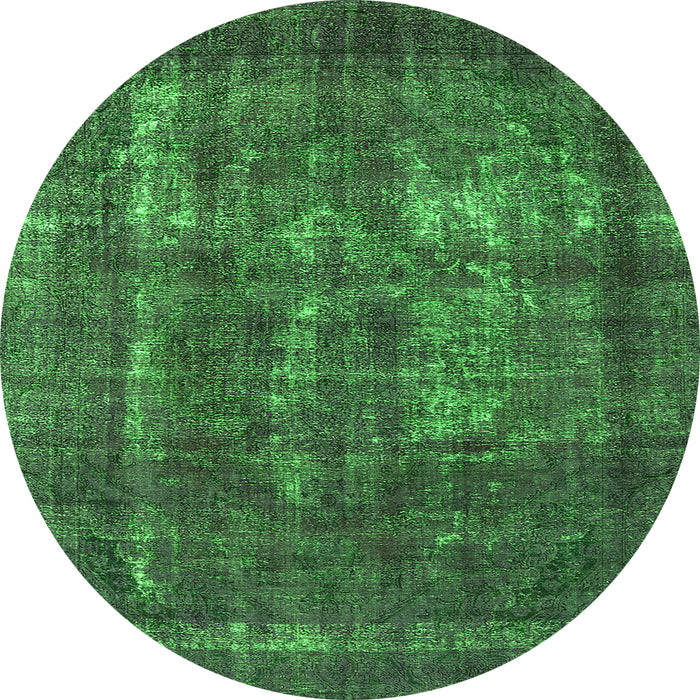 Round Machine Washable Persian Green Bohemian Area Rugs, wshurb2907grn