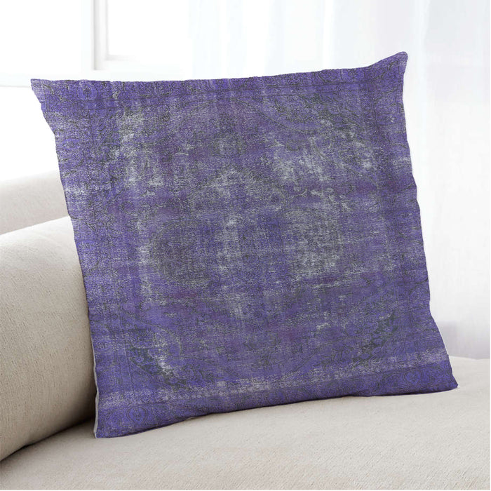 Lifestyle Image of Mid-Century Modern Urban Square Purple Sage Bush Purple Throw Pillow, 18 inch by 18 inch, pwurb2907