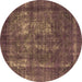 Round Persian Brown Bohemian Rug, urb2907brn