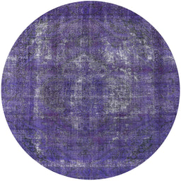 Round Machine Washable Industrial Modern Purple Sage Bush Purple Rug, wshurb2907