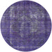 Round Machine Washable Industrial Modern Purple Sage Bush Purple Rug, wshurb2907