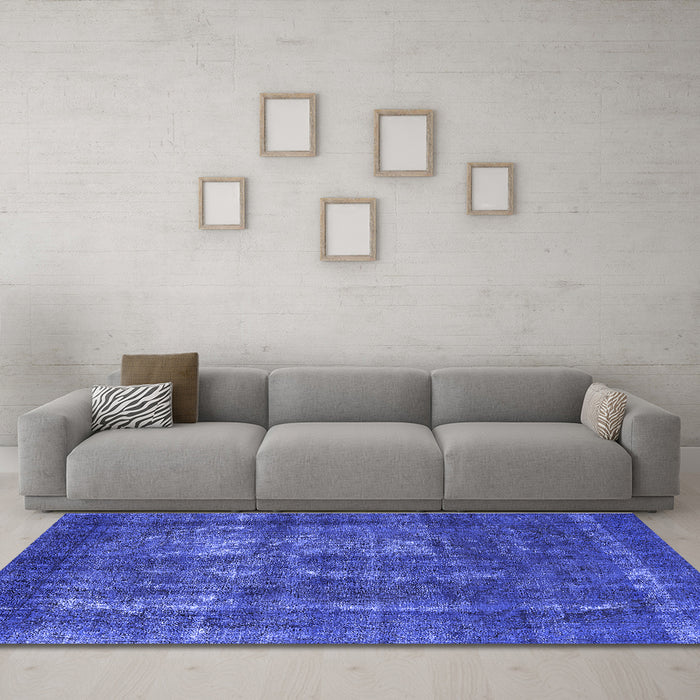 Machine Washable Persian Blue Bohemian Rug in a Living Room, wshurb2907blu