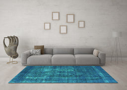 Machine Washable Persian Turquoise Bohemian Area Rugs in a Living Room,, wshurb2907turq