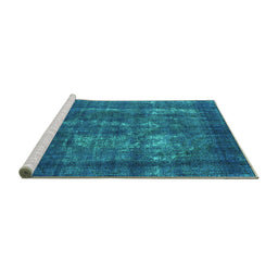 Sideview of Machine Washable Persian Turquoise Bohemian Area Rugs, wshurb2907turq