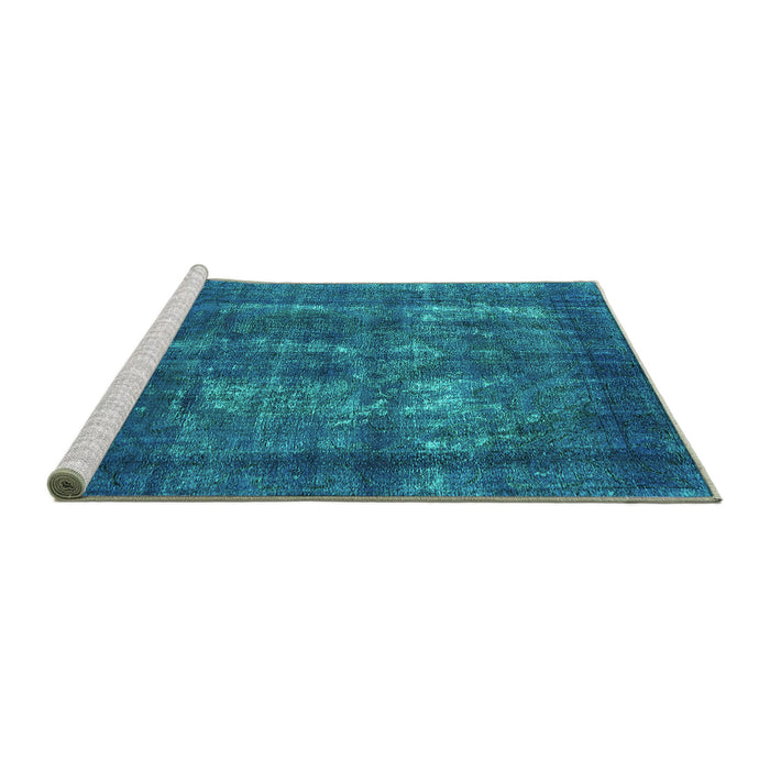 Sideview of Machine Washable Persian Turquoise Bohemian Area Rugs, wshurb2907turq