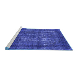 Sideview of Machine Washable Persian Blue Bohemian Rug, wshurb2907blu