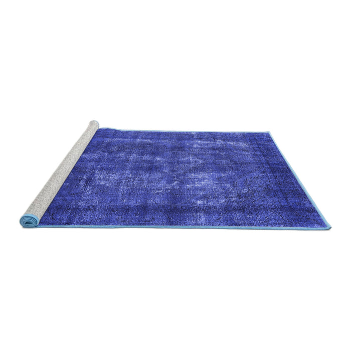 Sideview of Machine Washable Persian Blue Bohemian Rug, wshurb2907blu