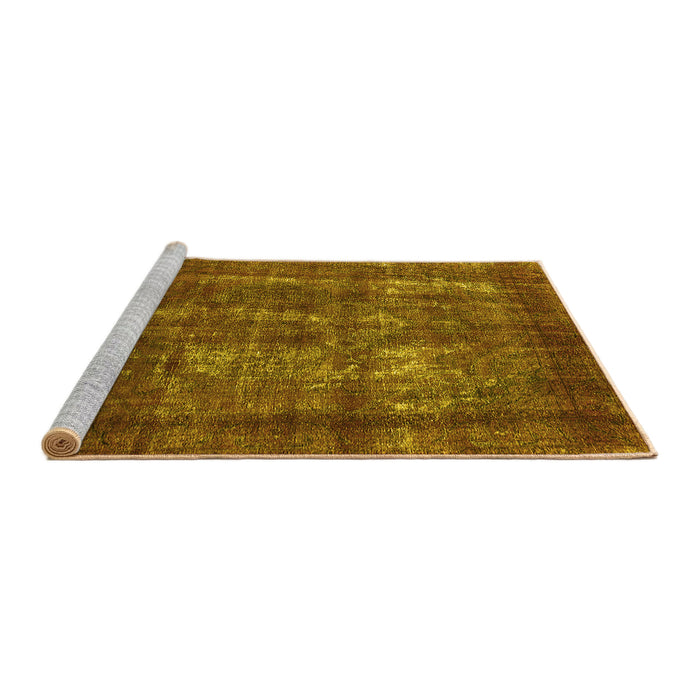 Sideview of Machine Washable Persian Yellow Bohemian Rug, wshurb2907yw