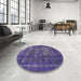 Round Mid-Century Modern Purple Persian Rug in a Office, urb2907