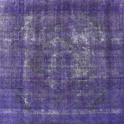 Square Mid-Century Modern Purple Persian Rug, urb2907