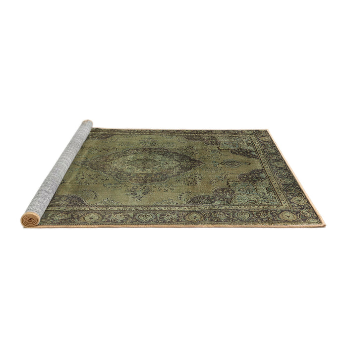 Sideview of Machine Washable Industrial Modern Brass Green Rug, wshurb2908