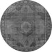 Round Machine Washable Oriental Gray Industrial Rug, wshurb2908gry