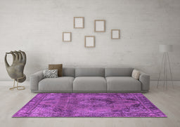 Machine Washable Oriental Purple Industrial Area Rugs in a Living Room, wshurb2908pur