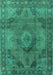 Machine Washable Oriental Turquoise Industrial Area Rugs, wshurb2908turq