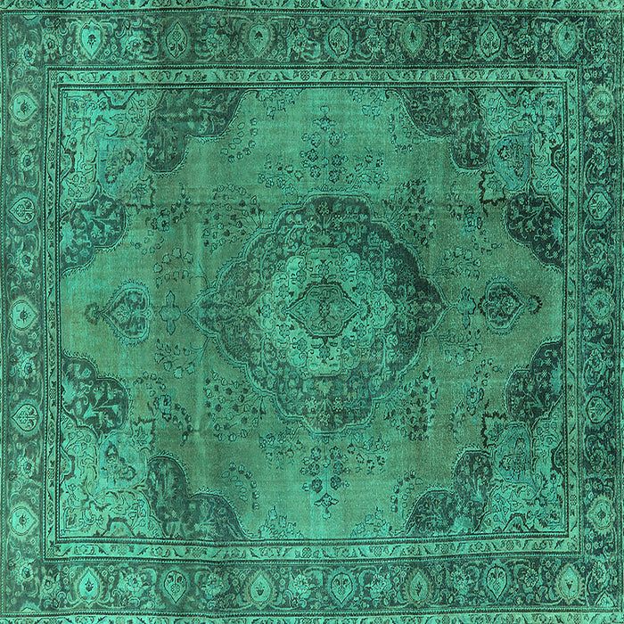 Square Machine Washable Oriental Turquoise Industrial Area Rugs, wshurb2908turq