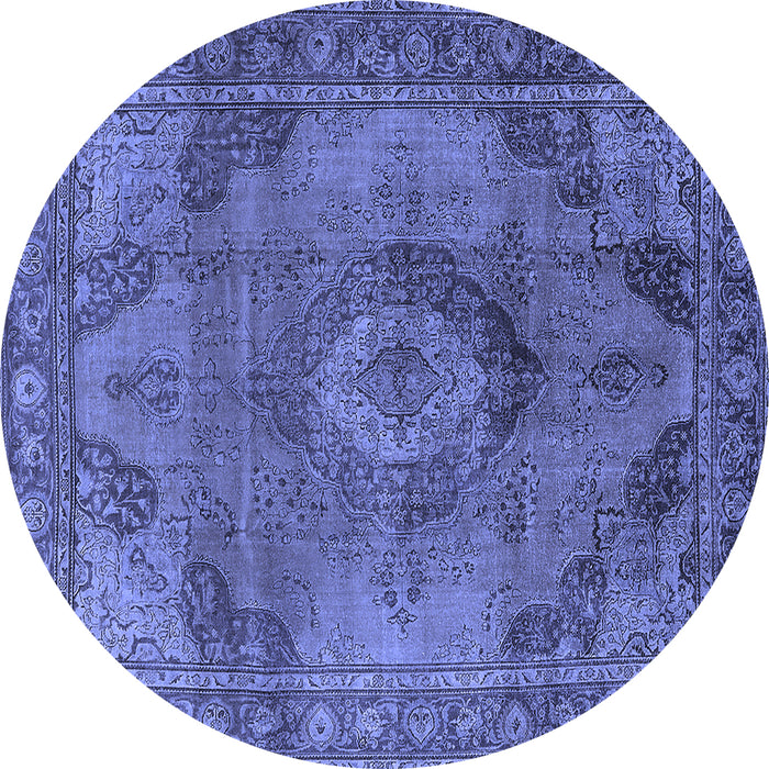Round Oriental Blue Industrial Rug, urb2908blu
