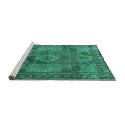 Sideview of Machine Washable Oriental Turquoise Industrial Area Rugs, wshurb2908turq