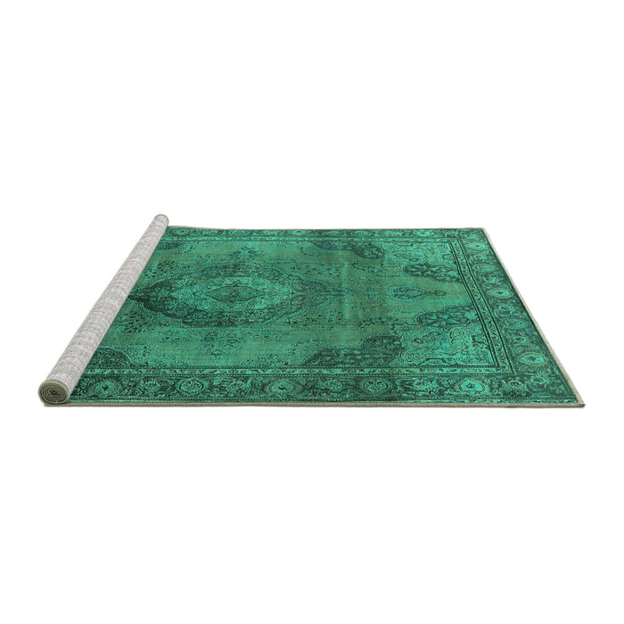 Sideview of Machine Washable Oriental Turquoise Industrial Area Rugs, wshurb2908turq