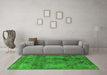 Machine Washable Oriental Green Industrial Area Rugs in a Living Room,, wshurb2908grn