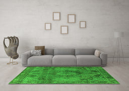Machine Washable Oriental Green Industrial Area Rugs in a Living Room,, wshurb2908grn