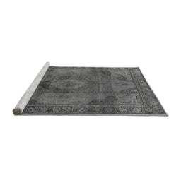 Sideview of Machine Washable Oriental Gray Industrial Rug, wshurb2908gry