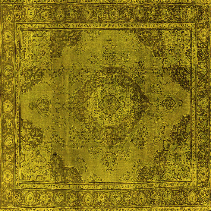 Square Machine Washable Oriental Yellow Industrial Rug, wshurb2908yw