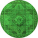 Round Oriental Green Industrial Rug, urb2908grn