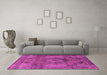 Machine Washable Oriental Pink Industrial Rug in a Living Room, wshurb2908pnk