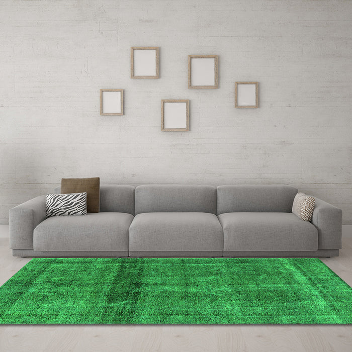 Machine Washable Persian Green Bohemian Area Rugs in a Living Room,, wshurb2909grn