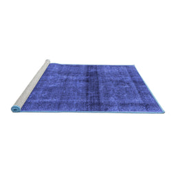 Sideview of Machine Washable Persian Blue Bohemian Rug, wshurb2909blu