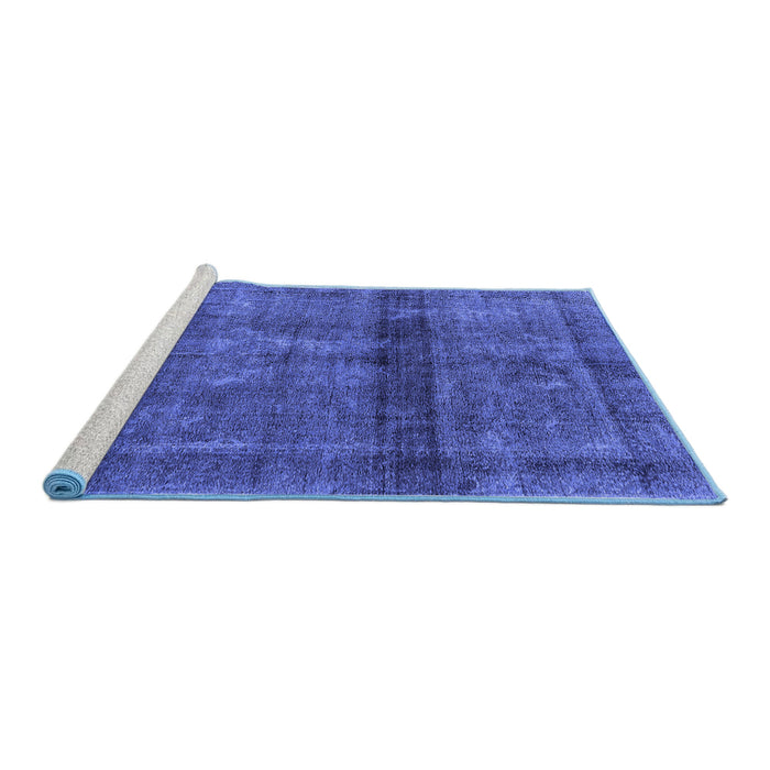 Sideview of Machine Washable Persian Blue Bohemian Rug, wshurb2909blu