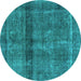 Round Persian Turquoise Bohemian Rug, urb2909turq