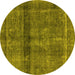 Round Persian Yellow Bohemian Rug, urb2909yw