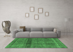 Machine Washable Persian Emerald Green Bohemian Area Rugs in a Living Room,, wshurb2909emgrn