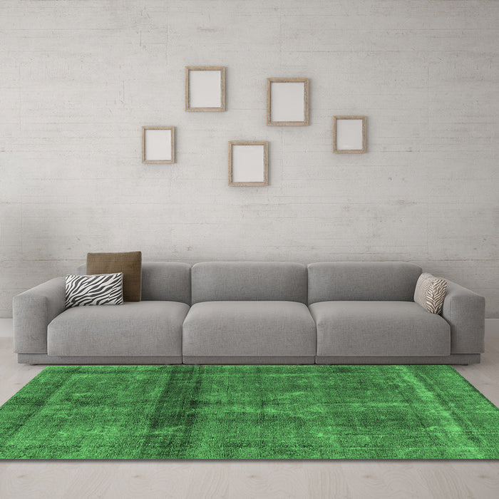 Machine Washable Persian Emerald Green Bohemian Area Rugs in a Living Room,, wshurb2909emgrn