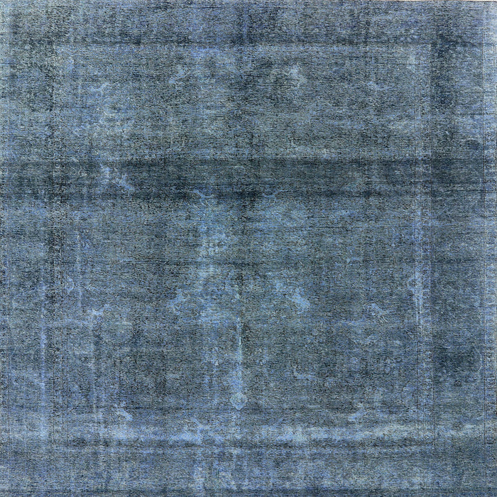 Square Machine Washable Industrial Modern Koi Blue Rug, wshurb2909