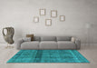 Machine Washable Persian Turquoise Bohemian Area Rugs in a Living Room,, wshurb2909turq