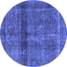 Round Persian Blue Bohemian Rug, urb2909blu