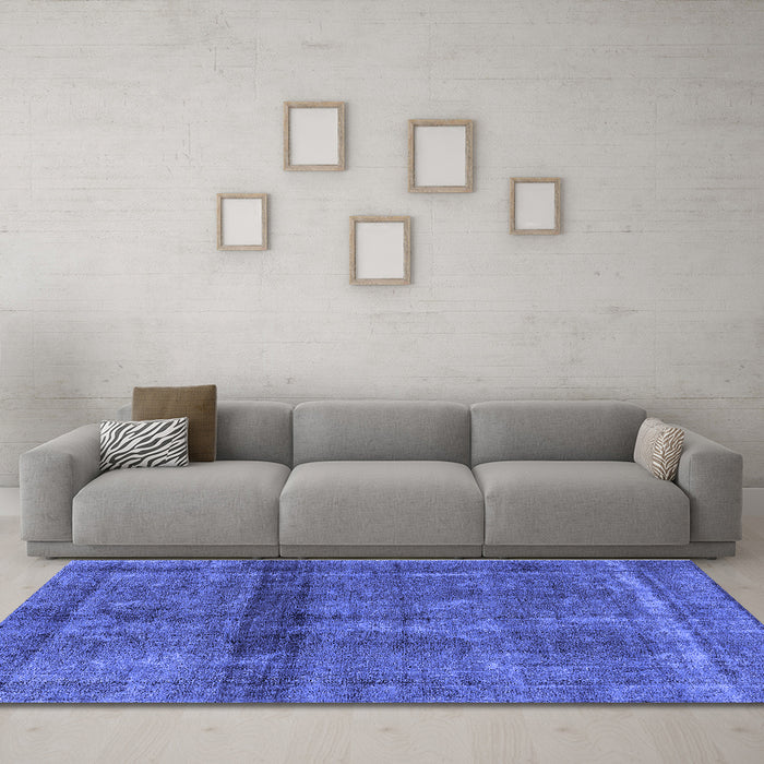 Machine Washable Persian Blue Bohemian Rug in a Living Room, wshurb2909blu