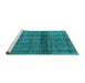 Sideview of Machine Washable Persian Turquoise Bohemian Area Rugs, wshurb2909turq