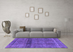Machine Washable Persian Purple Bohemian Area Rugs in a Living Room, wshurb2909pur