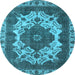 Round Oriental Light Blue Industrial Rug, urb2910lblu