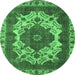 Round Oriental Emerald Green Industrial Rug, urb2910emgrn