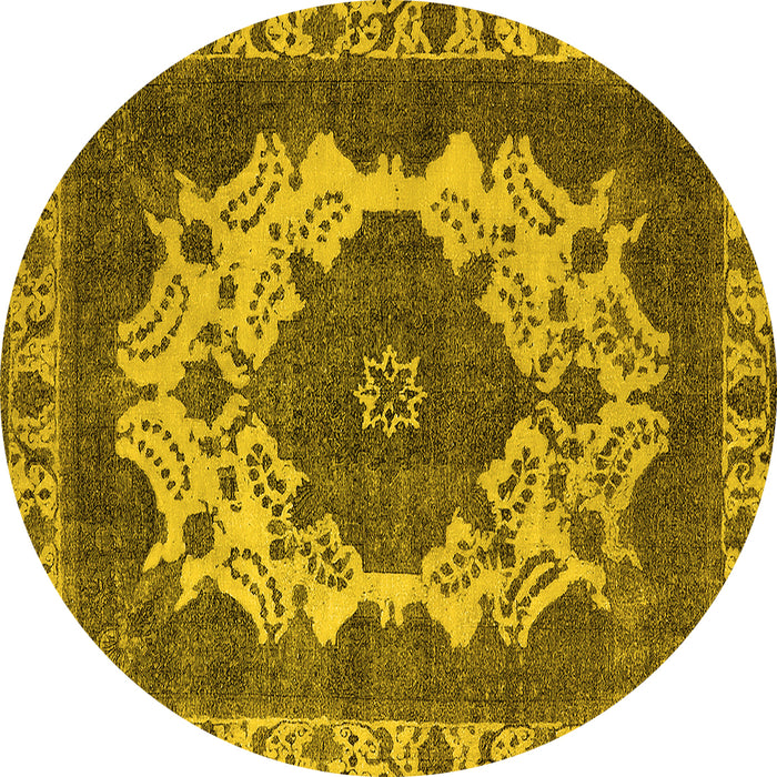 Round Oriental Yellow Industrial Rug, urb2910yw