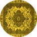 Round Machine Washable Oriental Yellow Industrial Rug, wshurb2910yw