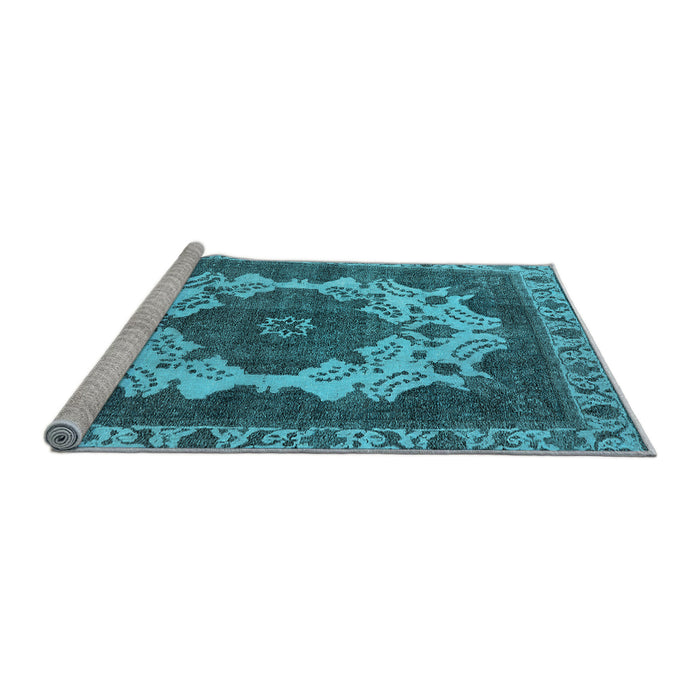 Sideview of Machine Washable Oriental Light Blue Industrial Rug, wshurb2910lblu